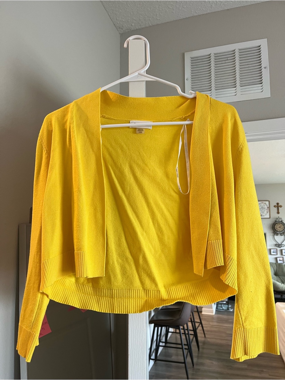 Calvin Klein Bright Yellow Open-Front Cardigan Sweater